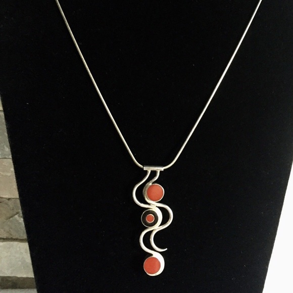 MODERNIST Sterling Silver Enamel Double Side Slidi - Picture 1 of 8